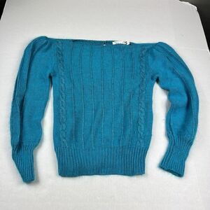 Glory 3 Gloria Furman Angora Rabbit Hair Sweater Blue Vintage Warm Cozy MEDIUM